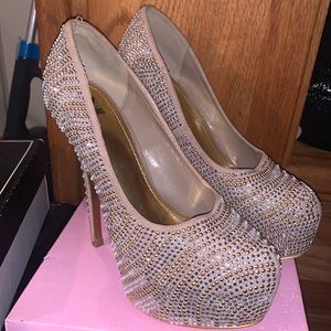 Rhinestone embellished high heels
